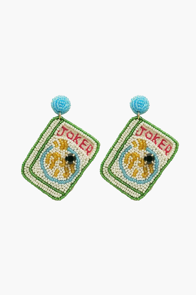 Mahjong Joker Beaded Earrings | View 1