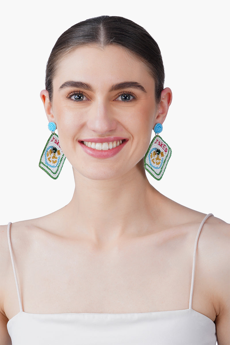 Mahjong Joker Beaded Earrings | View 2
