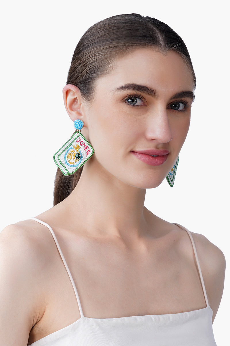 Mahjong Joker Beaded Earrings | View 3