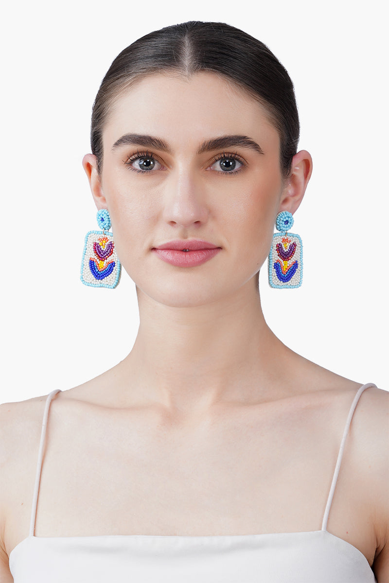 Lucky Azure Mahjong Drops Earrings