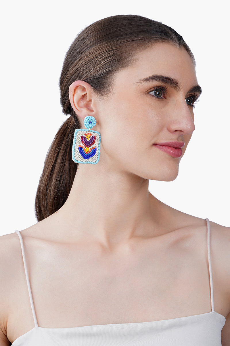 Lucky Azure Mahjong Drops Earrings | View 3