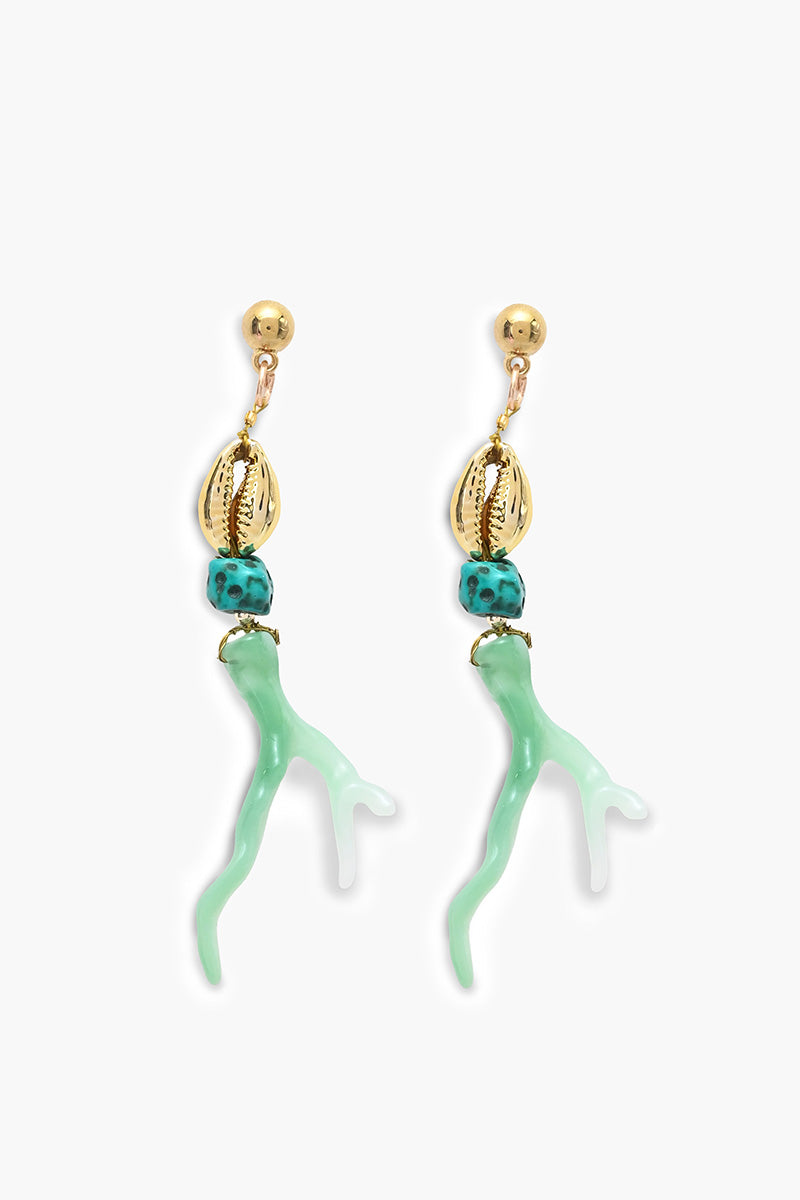 Emerald Shoreline Coral Drop Earrings