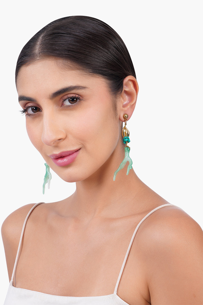 Emerald Shoreline Coral Drop Earrings | View 2