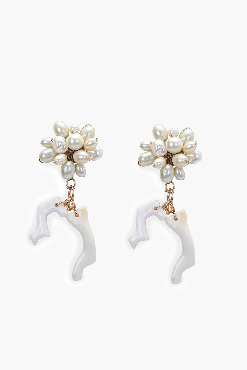 Ivory Reef Pearl Statement Earrings | View 2