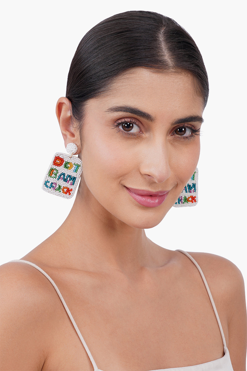 Don'T Bam Crack Mahjong Statement  Earrings | View 3