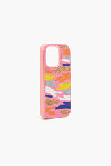 Pink Rainbow Zebra Beaded IPhone 14Pro Case