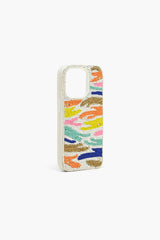 White Rainbow Zebra Beaded IPhone 14Pro Case