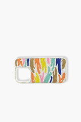 White Rainbow Zebra Beaded IPhone 14Pro Case