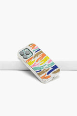 White Rainbow Zebra Beaded IPhone 14Pro Case