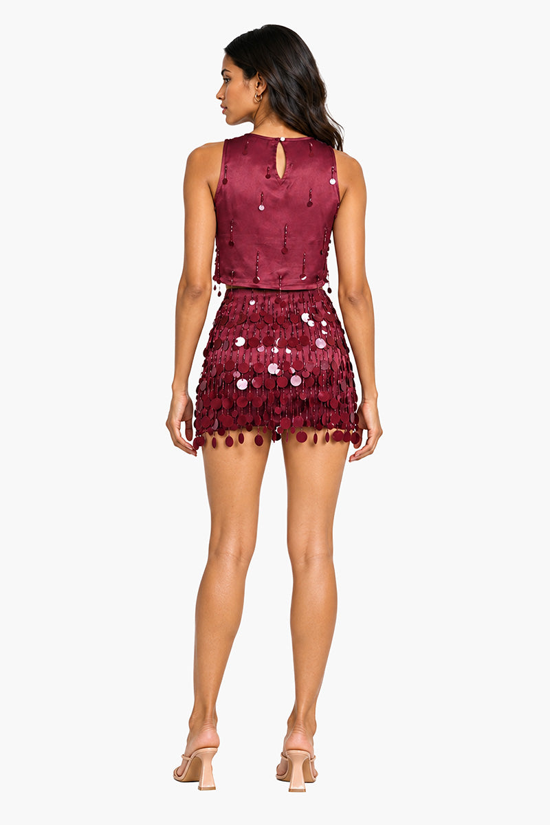Sequine Hanging Crop Sleeveless Top