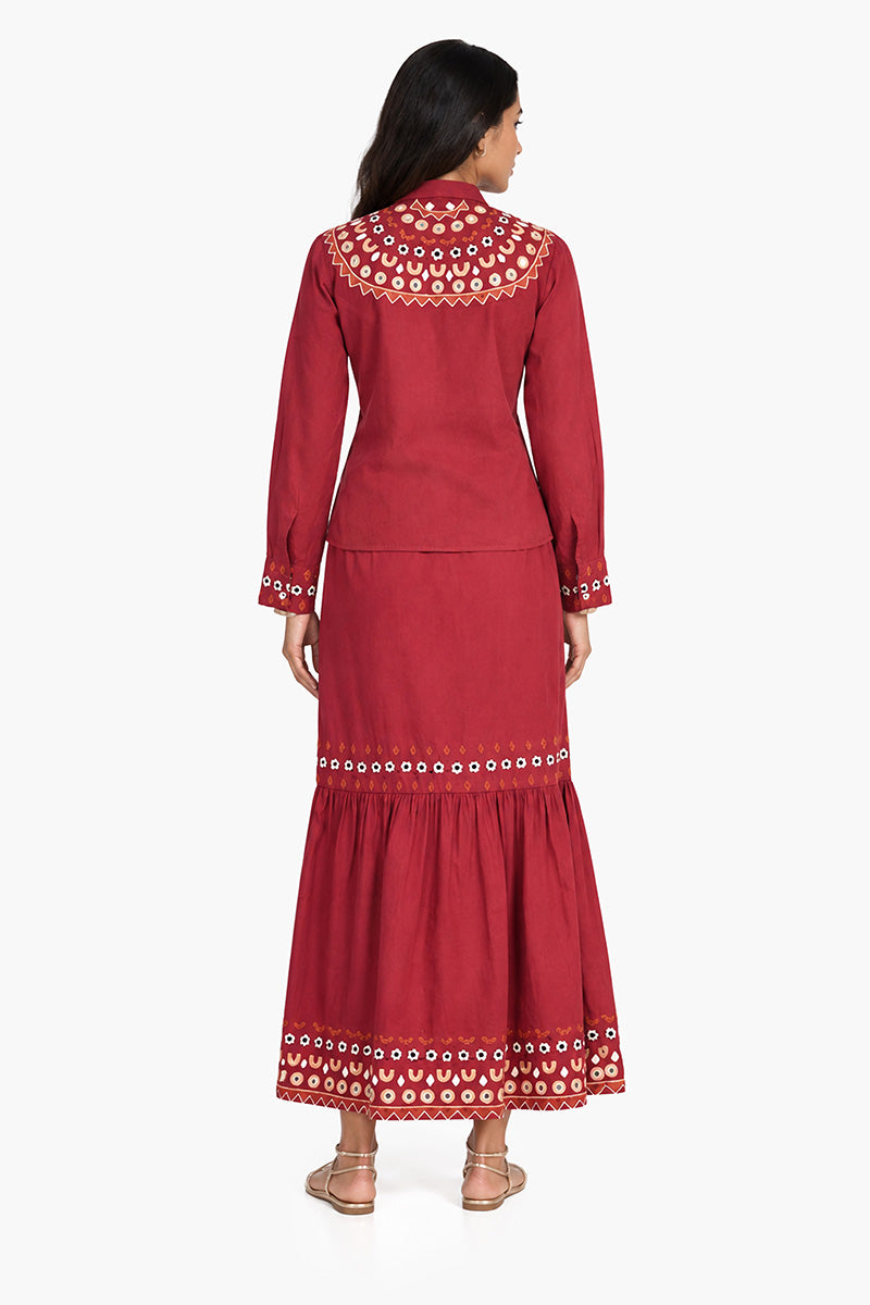 Artisan Embroidered Tiered Skirt
