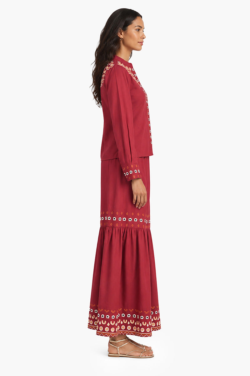 Scarlet Bloom Embroidered Shirt | View 3