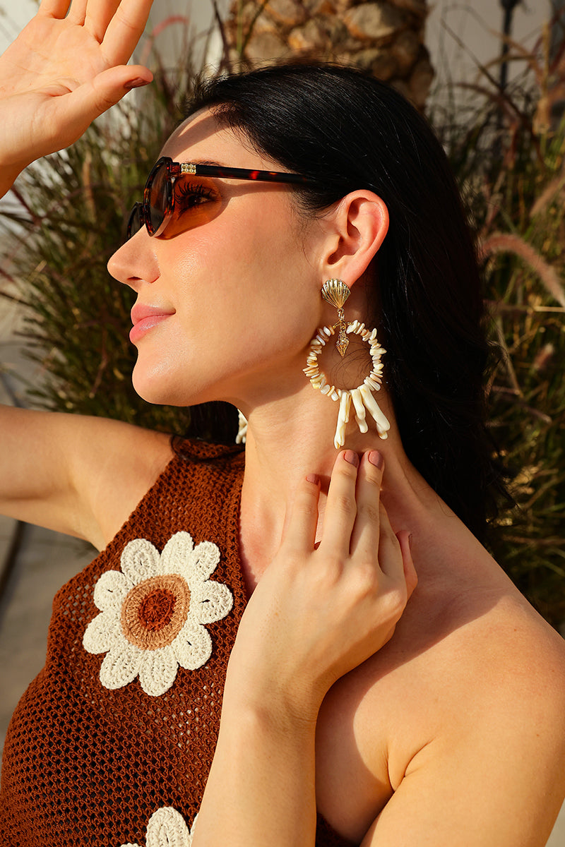 Coastal Luxe Shell Statement Drop Earrings