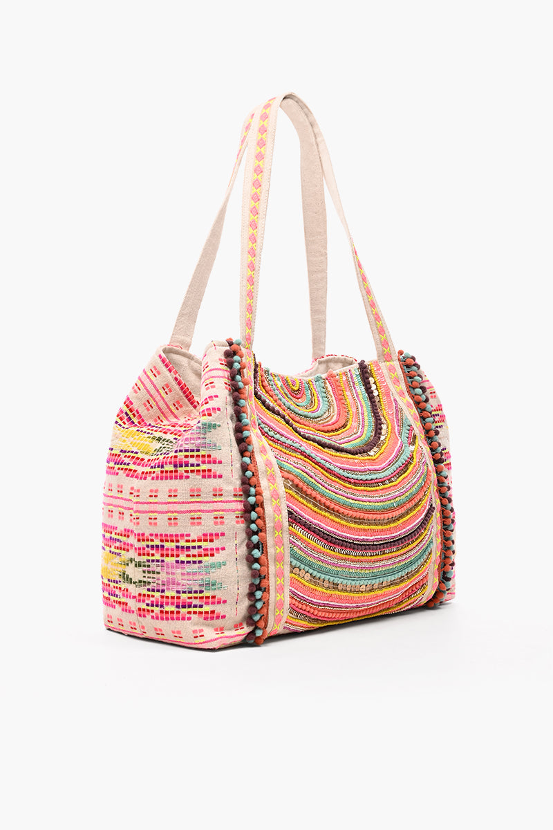 Vibrant Hand Embellished Rainbow Hand Beaded Tote