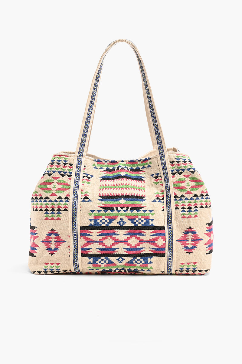 Tribal Hand Beaded Tote Bag-Multi Color Southwest Tote
