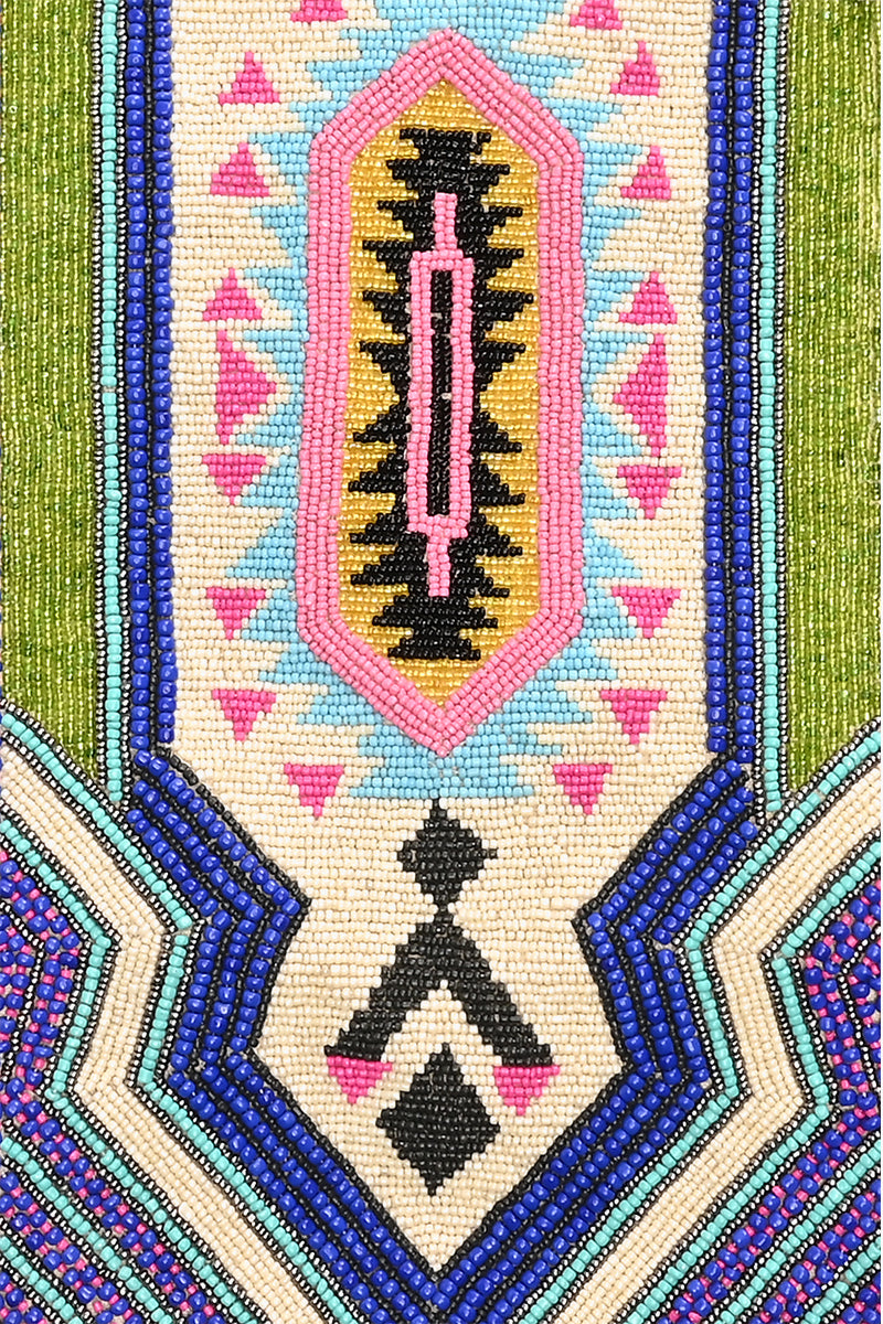 Tribal Hand Beaded Tote Bag-Multi Color Southwest Tote