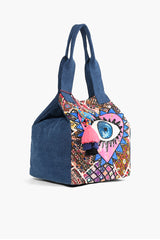 Watch Over Me Evil Eye Denim Tote