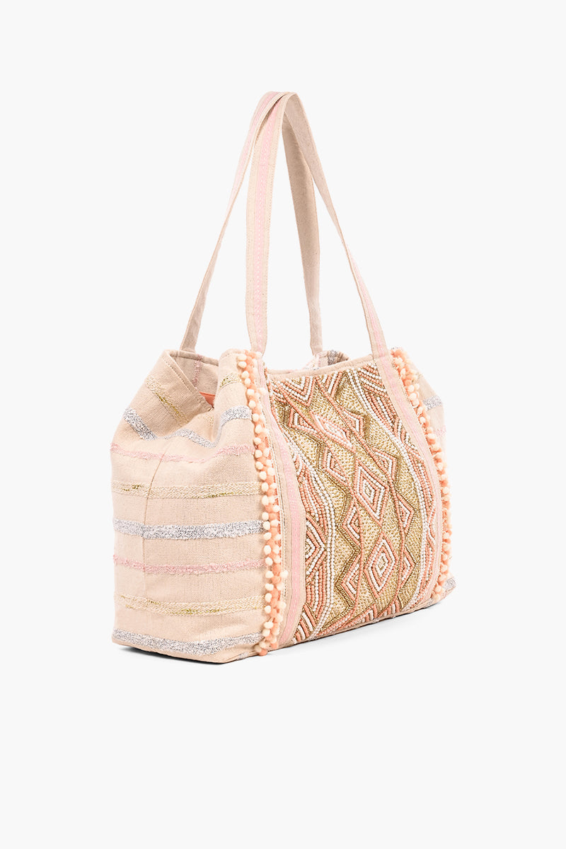Rose Gold Tote-Hand Beaded Metallic Tote For Women