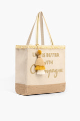 Champagne Forever Tote-Hand Beaded Jute Tote For Women