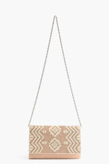 Rose Gold Aztec Embellished Flap Clutch