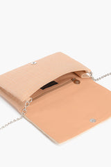 Rose Gold Aztec Embellished Flap Clutch