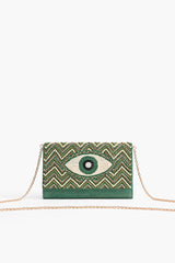 Emerald Evil Eye Embellished Flap Clutch