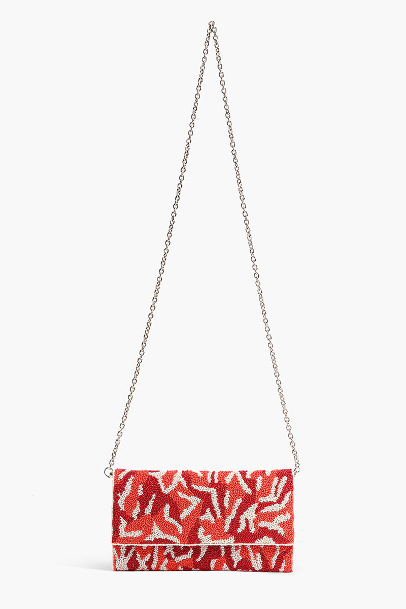 Coral Reef Beaded Flap Clutch