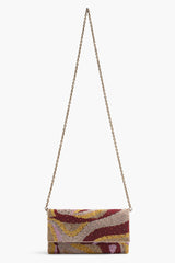 Plum Retro Beaded Flap Clutch
