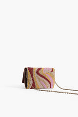 Plum Retro Beaded Flap Clutch