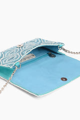 Aruba Blue Beaded Flap Clutch