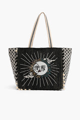 Celestial Sun Moon Hand Beaded Tote