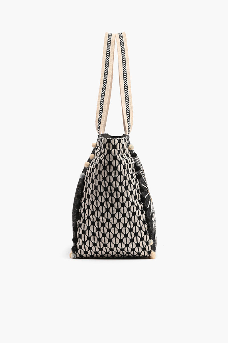 Celestial Sun Moon Hand Beaded Tote