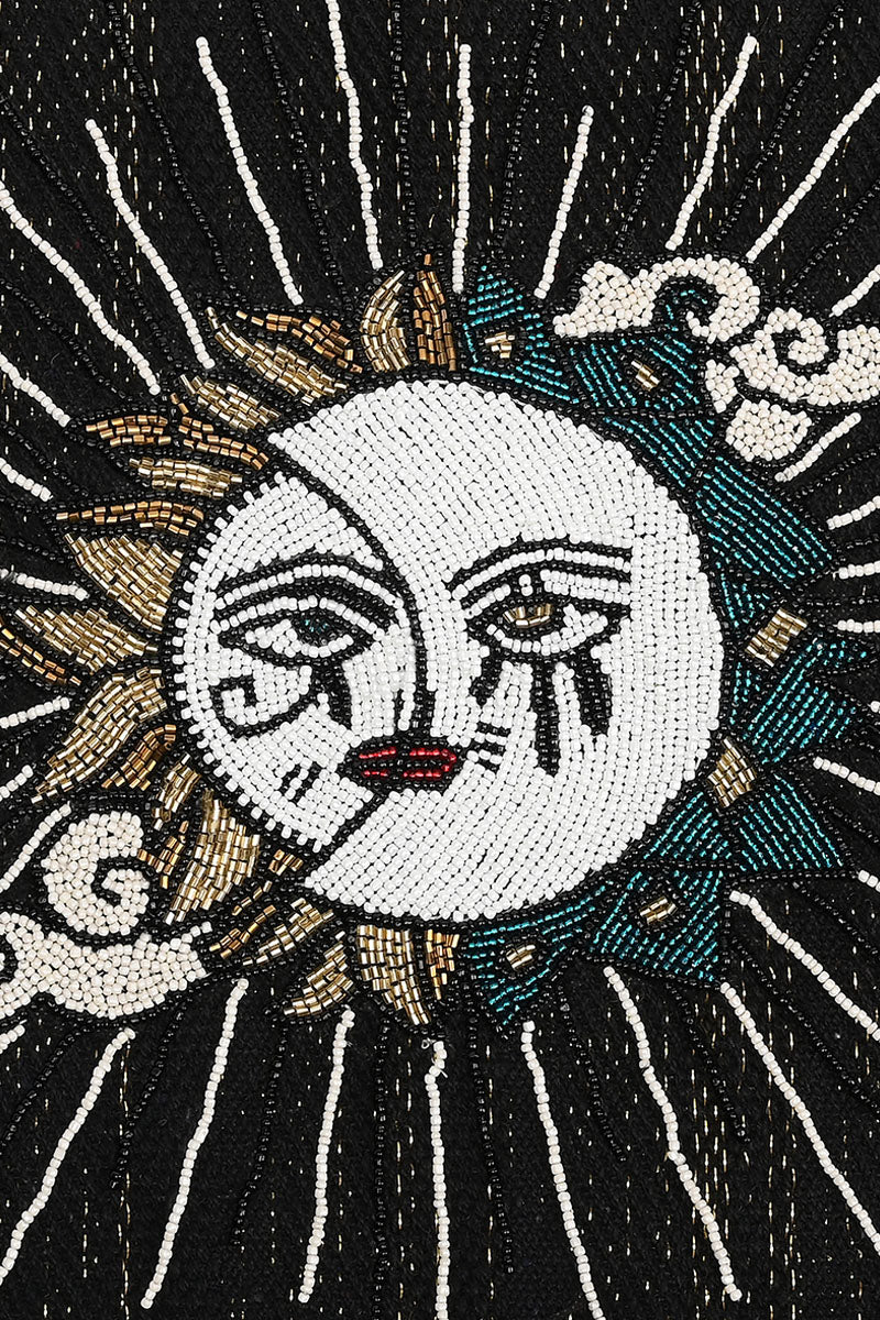 Celestial Sun Moon Hand Beaded Tote