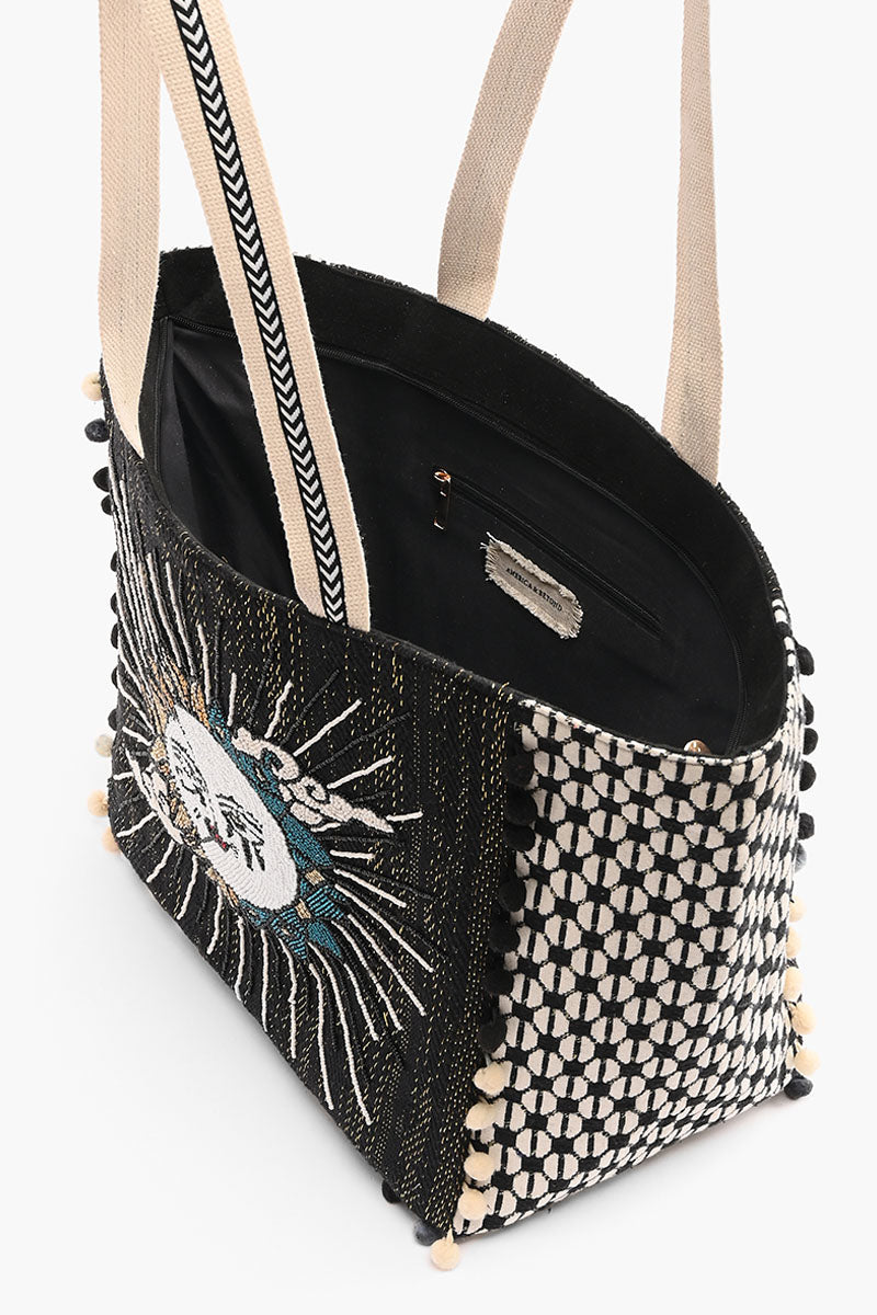 Celestial Sun Moon Hand Beaded Tote