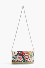 Geo Floral Beaded Flap Clutch