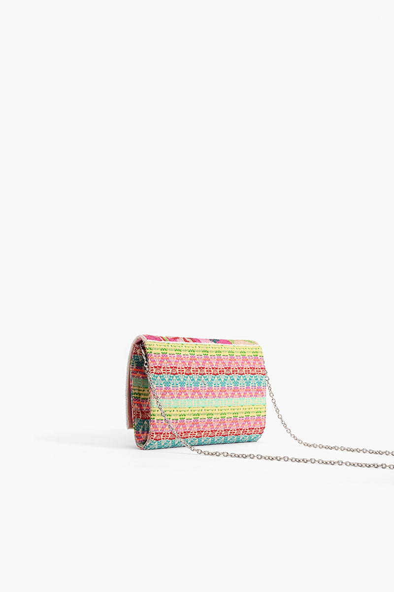 Geo Floral Beaded Flap Clutch