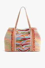 Rainbow Tiger Beaded Tote- Hand Beaded Large Tote For Women