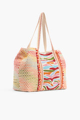 Rainbow Tiger Beaded Tote- Hand Beaded Large Tote For Women