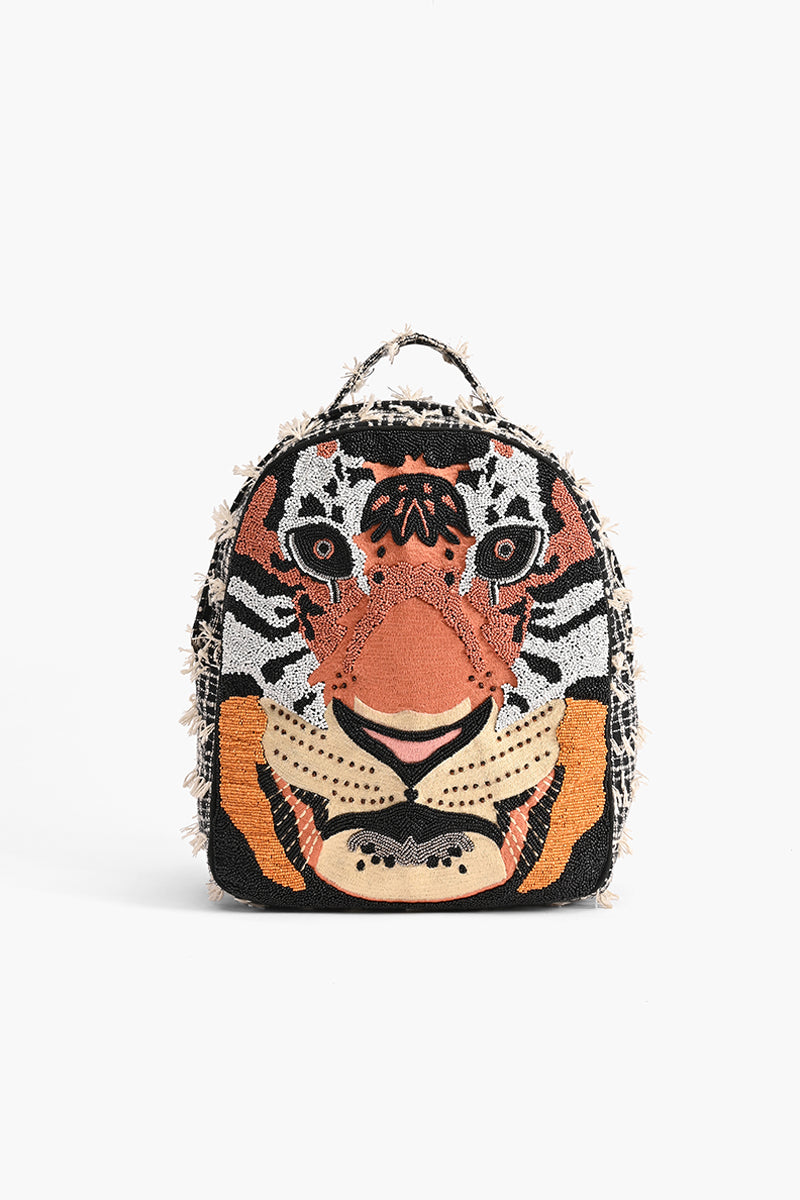 Tiger Face Embellished Backpack
