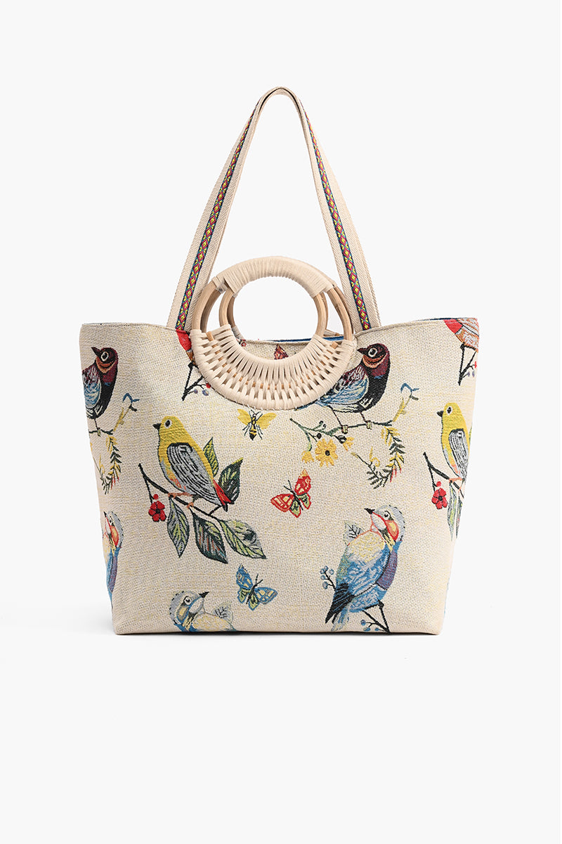 Birds in Paradise Hand Beaded Tote For Women