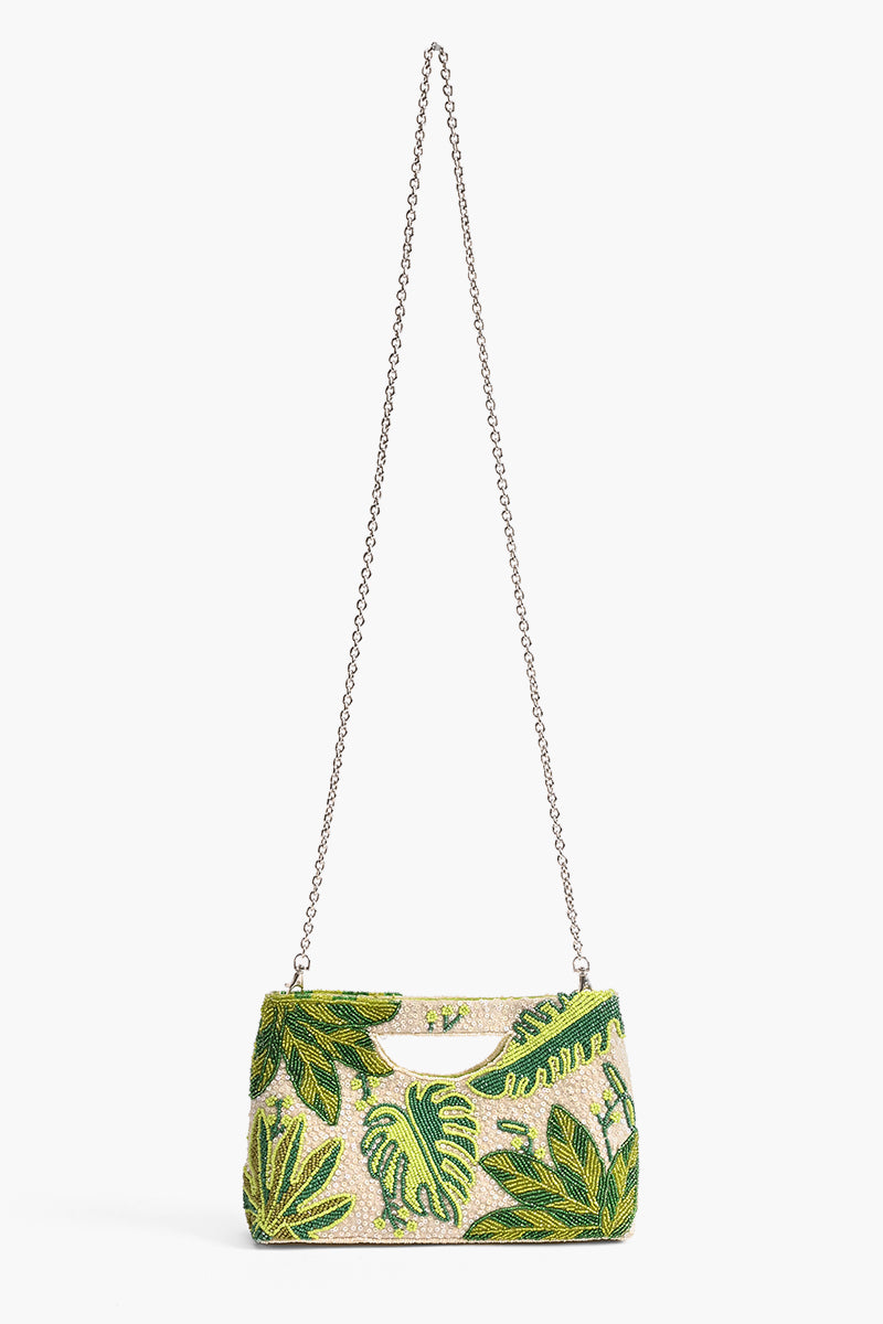 Embellished Novelty Convertible Clutch-Green Goddess
