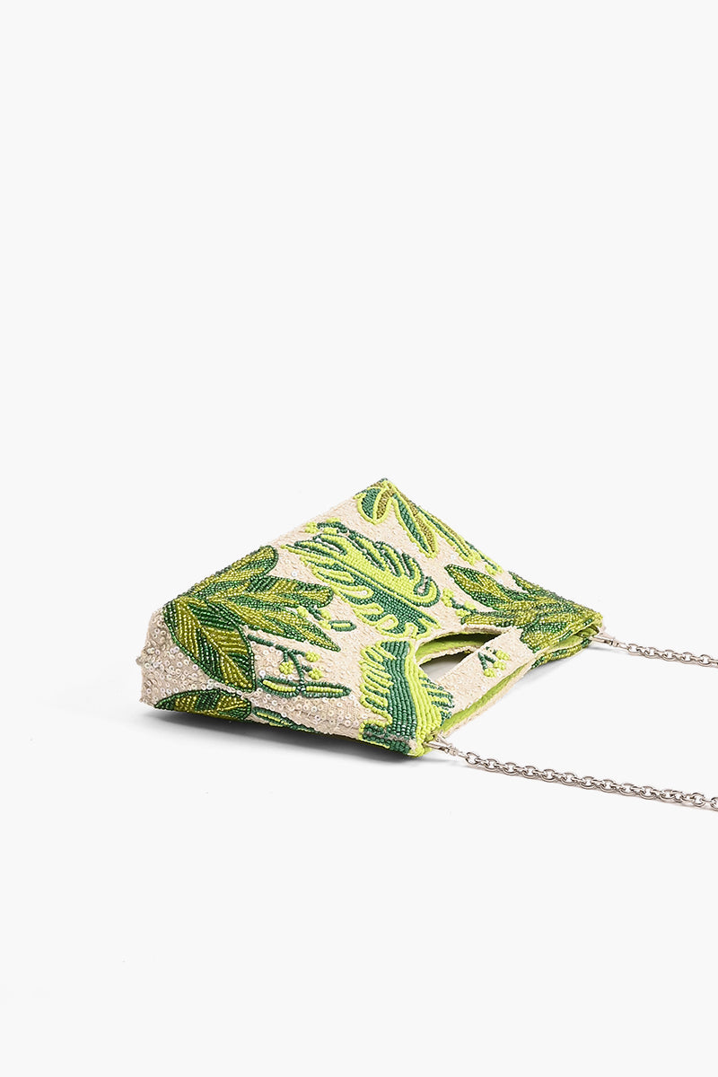 Embellished Novelty Convertible Clutch-Green Goddess