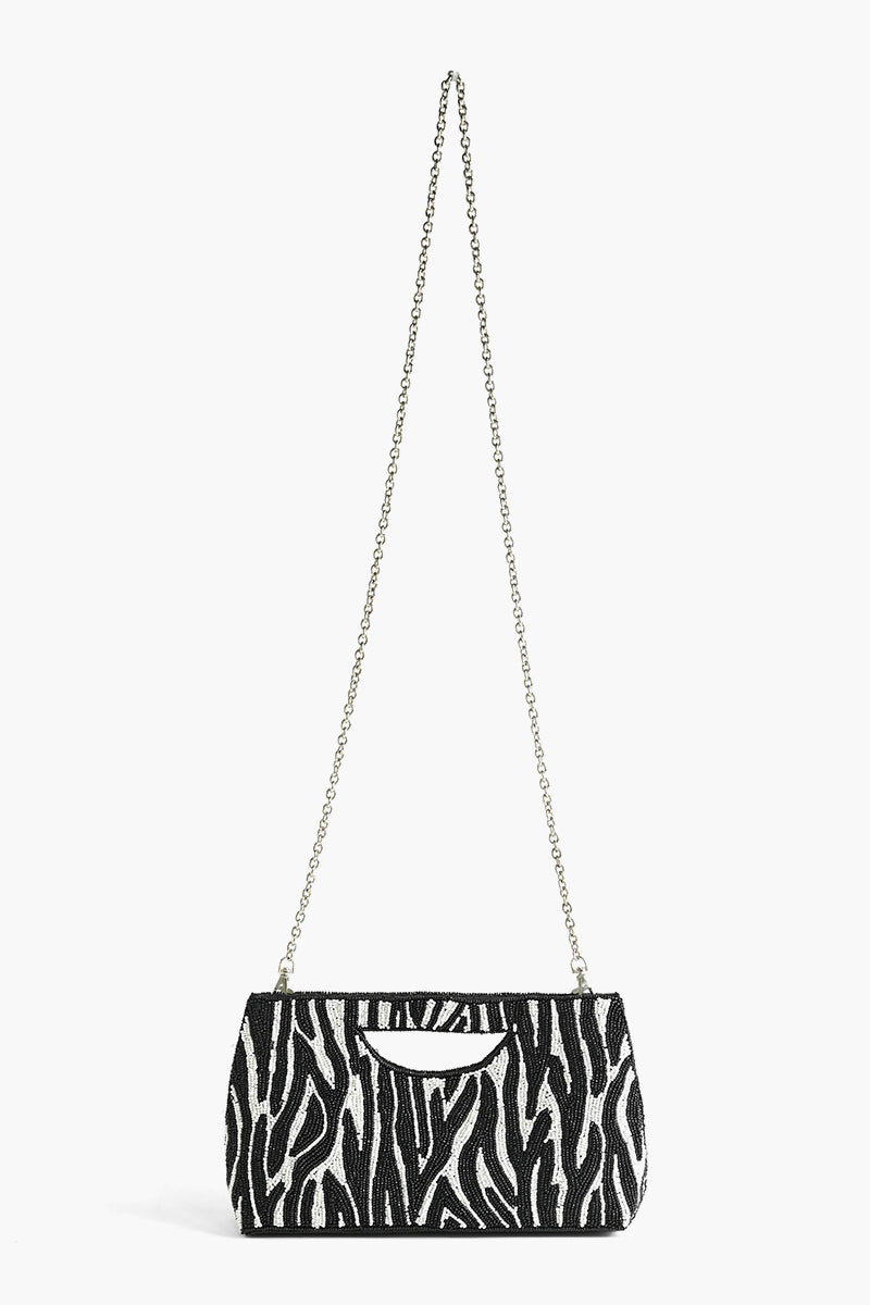 Embellished Novelty Convertible Clutch -Own Your Stripe