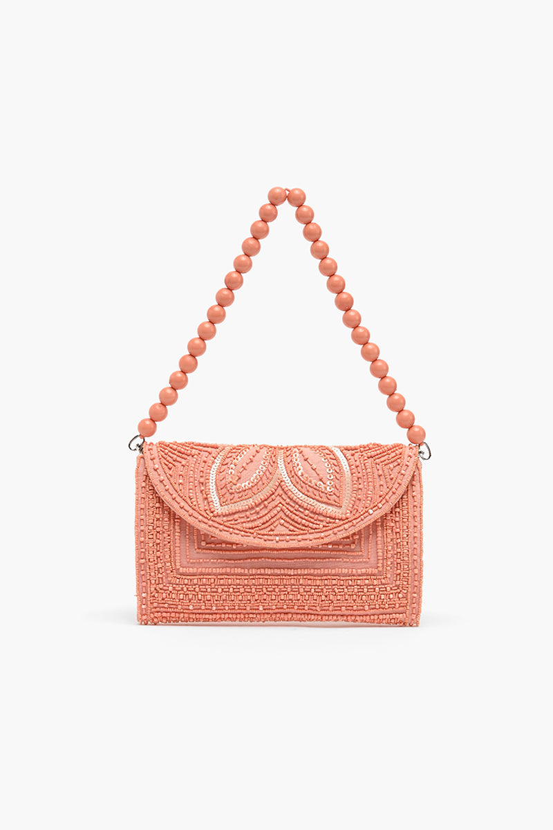 Copper Tan Embellished Clutch