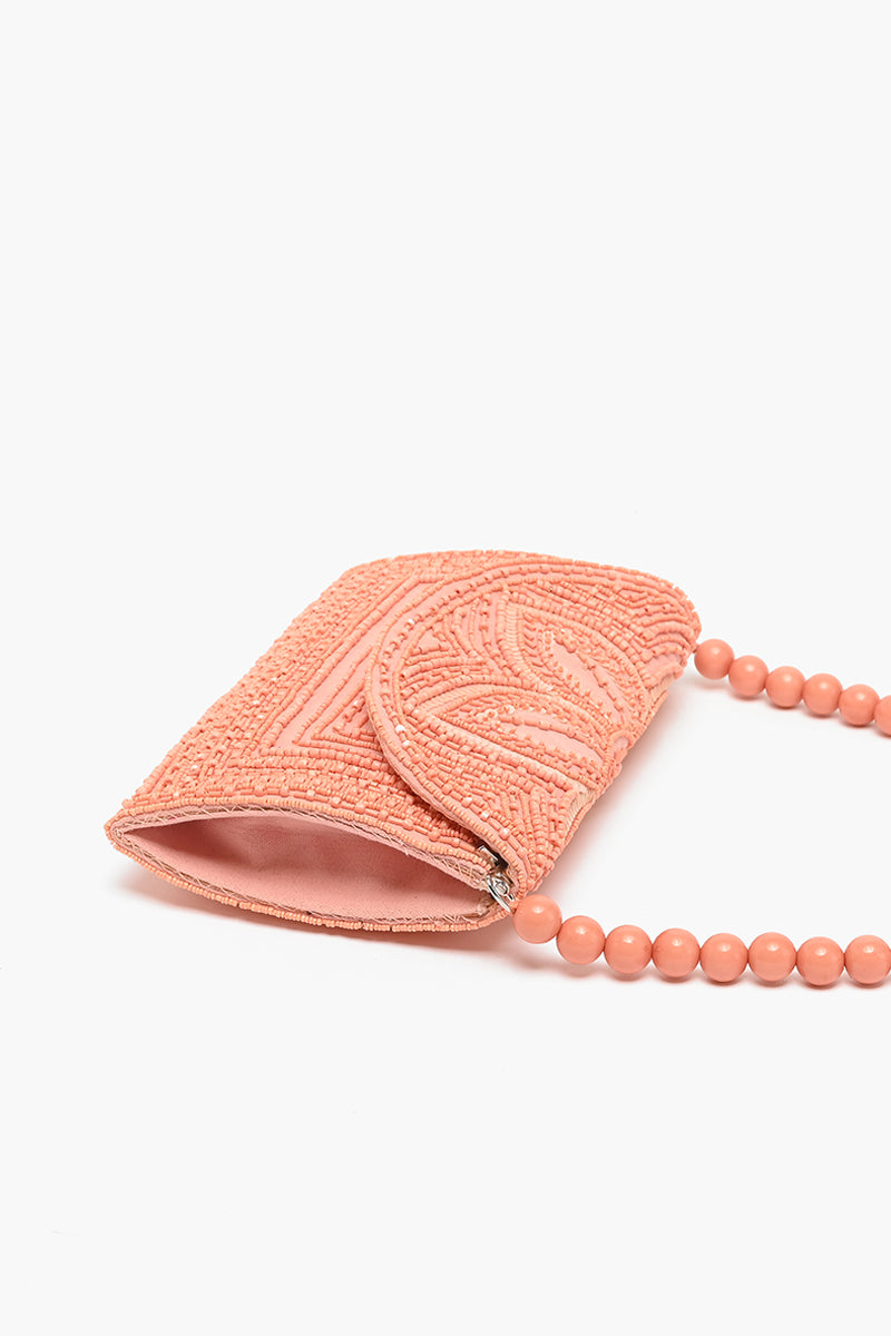 Copper Tan Embellished Clutch