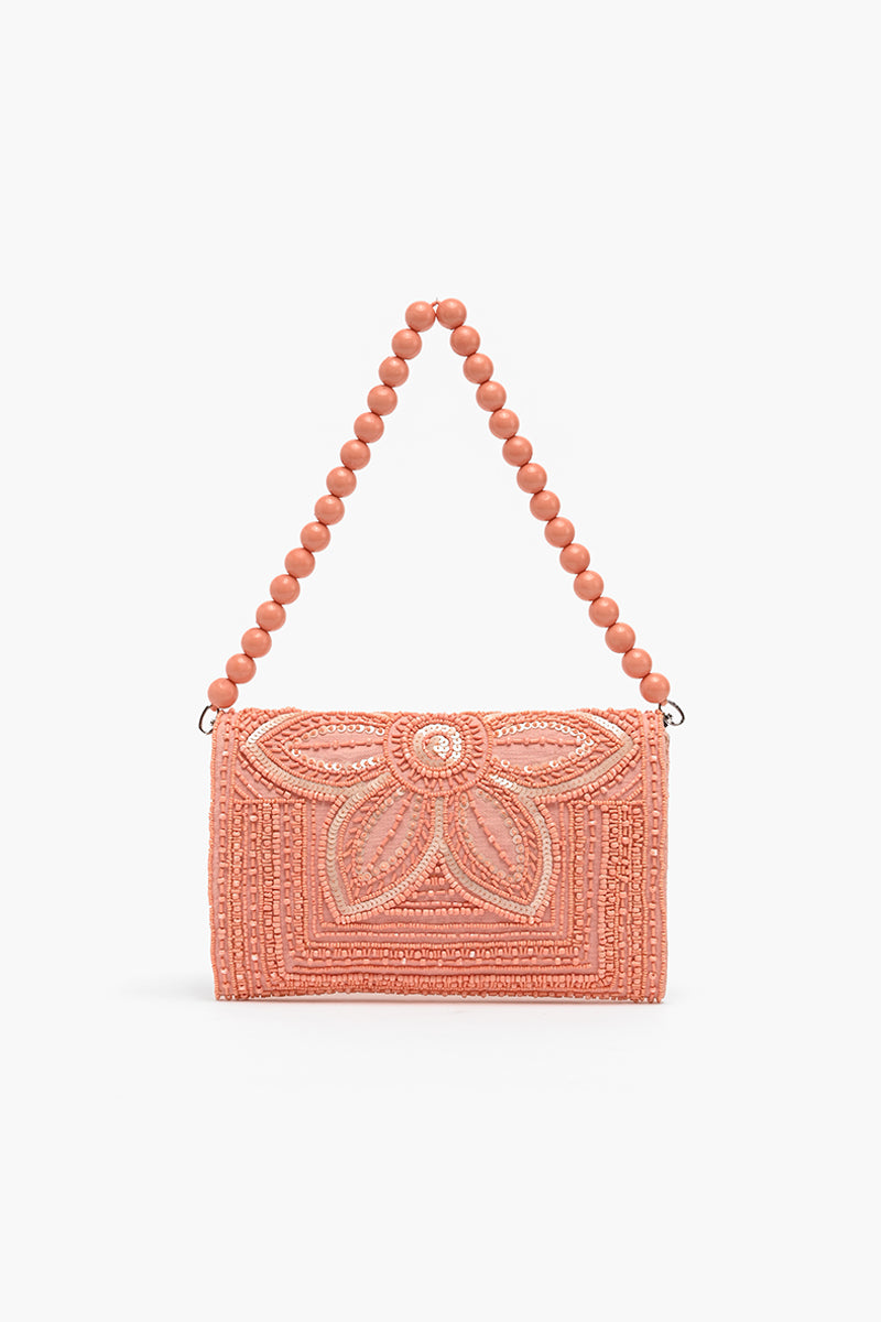 Copper Tan Embellished Clutch