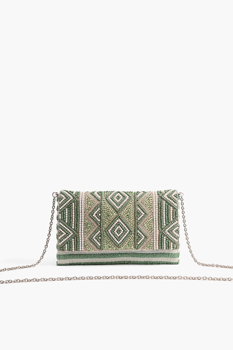 Meadow Aztec Embellished Clutch