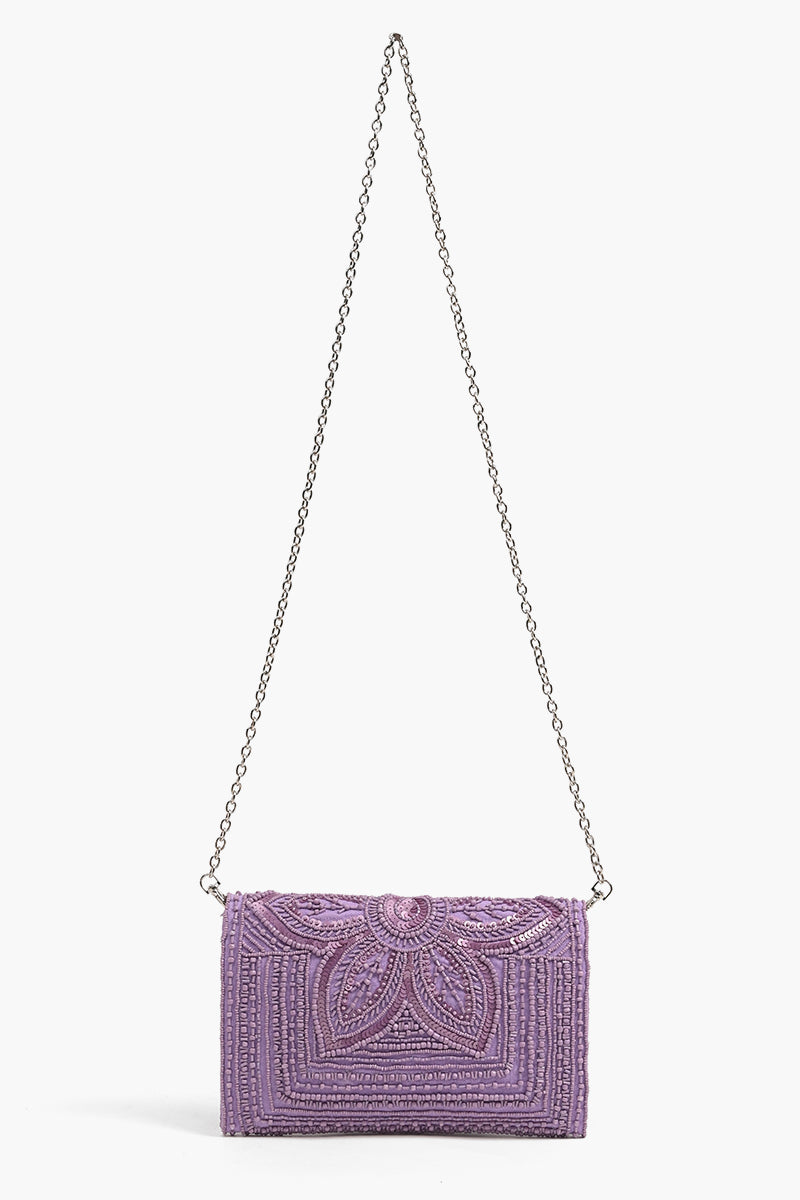 Digital Lavender Embellished Clutch