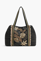 Metallic Floral Tote with Coin Bag
