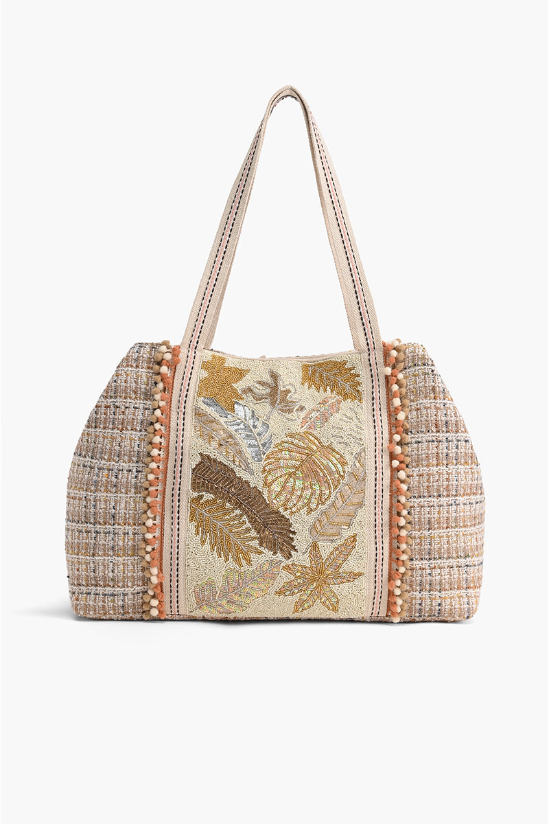 Golden Metallic Floral Tote